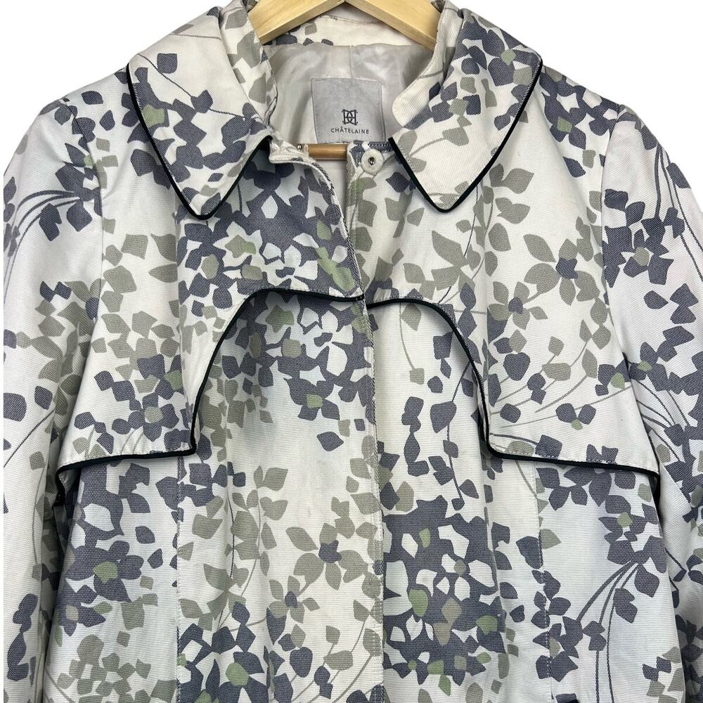 CHÂTELAINE Parisian Floral Snap Up WOMEN's Mid TRENCH COAT Medium Luxury